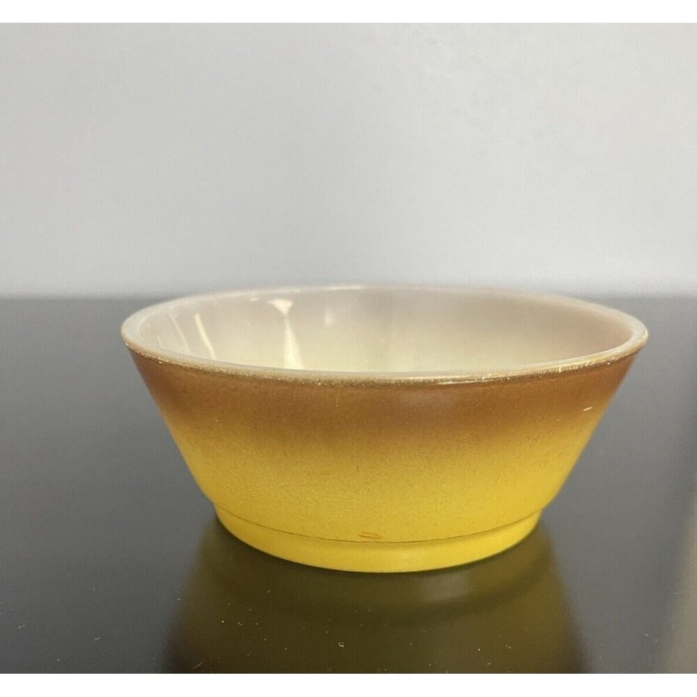 Anchor Hocking Fire King Yellow Brown Mustard Colored Small Bowl 5in